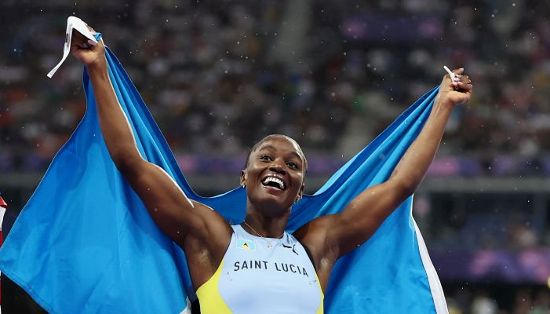 Julien Alfred won gold and silver for St Lucia at the Paris Olympics. (Image obtained at guardian.co.tt)